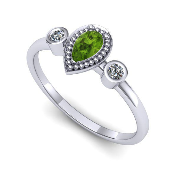 Inel logodna din aur alb cu peridot