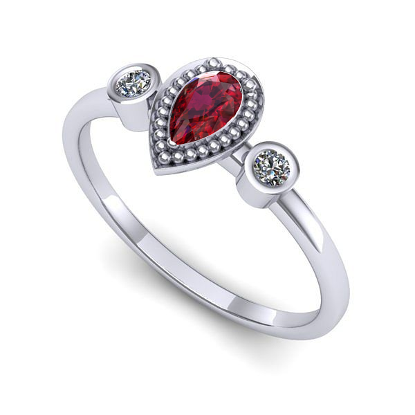 Inel de logodna din aur alb cu rubin