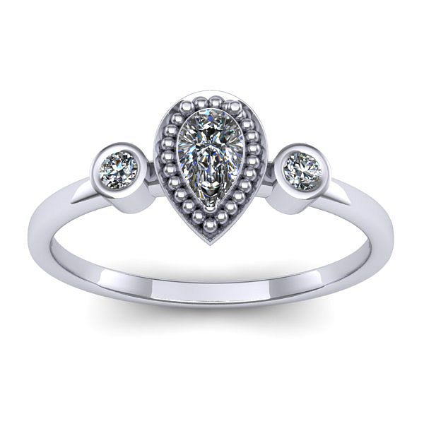 Inel cu safir alb lacrima