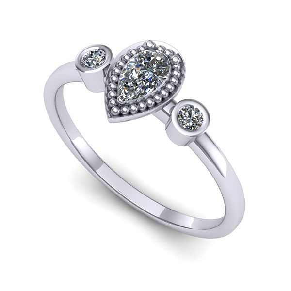 Inel logodna din aur alb cu safir alb