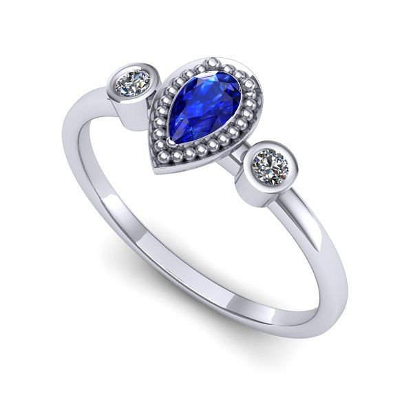 Inel de logodna din aur alb cu safir