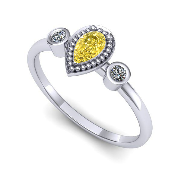 Inel de logodna din aur alb cu safir galben