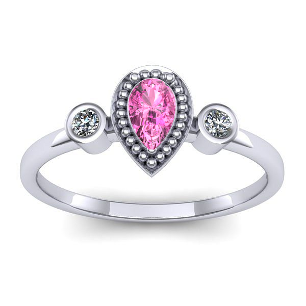 Inel logodna cu safir roz lacrima