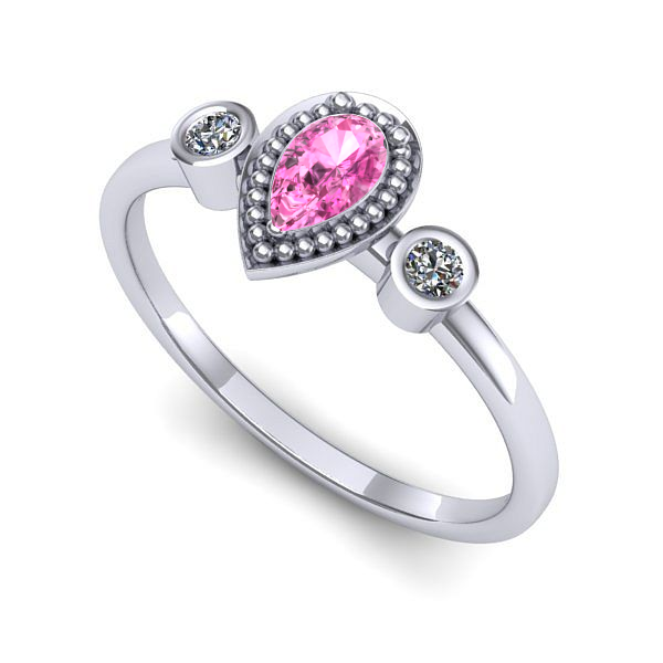 Inel din aur alb cu safir roz