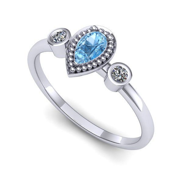 Inel de logodna din aur alb cu topaz blue