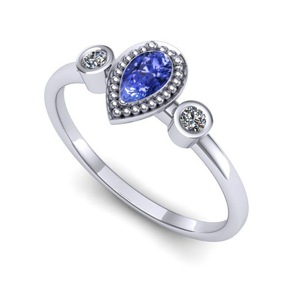 Inel din aur alb cu tanzanit