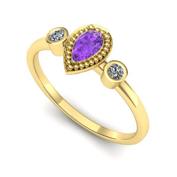 Inel din aur galben cu ametist