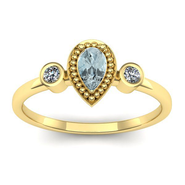 Inel logodna cu aquamarin lacrima