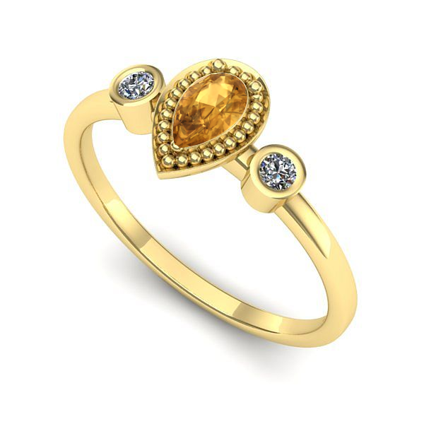 Inel din aur galben cu citrin