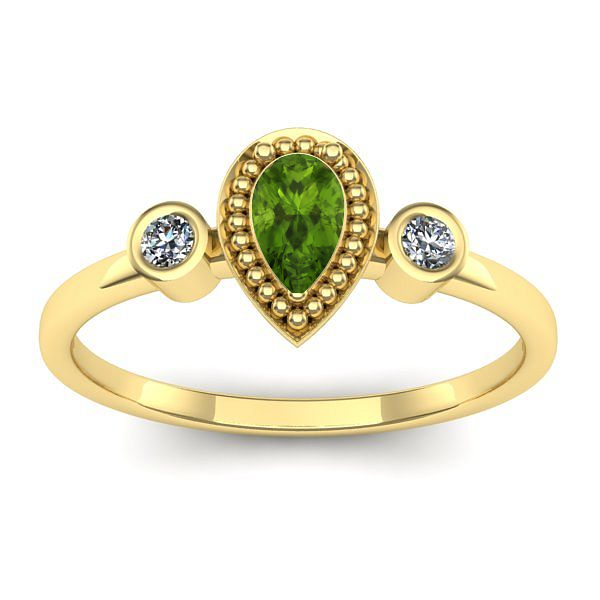 Inel de logodna cu peridot lacrima