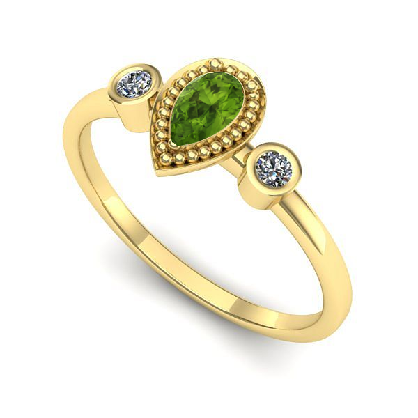 Inel logodna din aur galben cu peridot