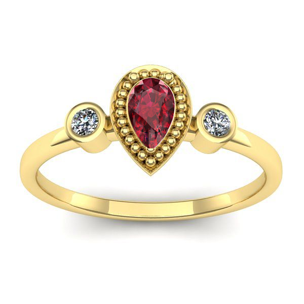 Inel logodna cu rubin lacrima