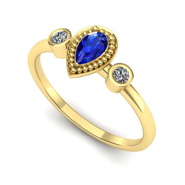 Inel logodna din aur galben cu safir