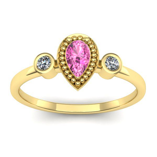 Inel cu safir roz lacrima