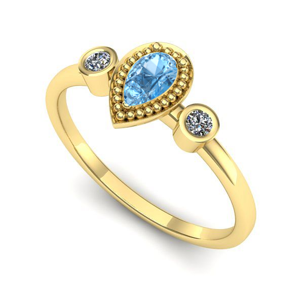 Inel de logodna din aur galben cu topaz blue