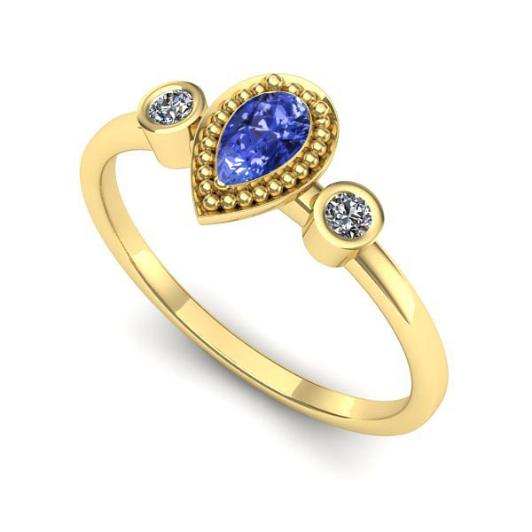 Inel logodna din aur galben cu tanzanit