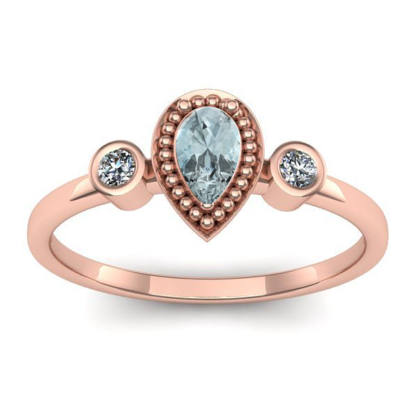 Inel cu aquamarin lacrima