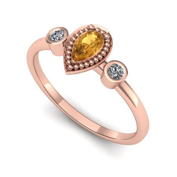 Inel de logodna din aur roz cu citrin