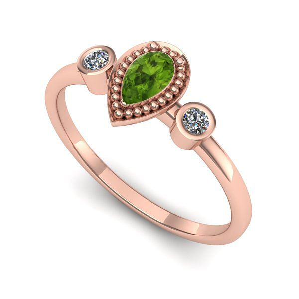 Inel logodna din aur roz cu peridot
