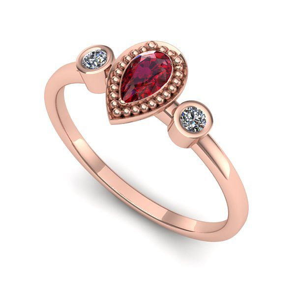 Inel din aur roz cu rubin