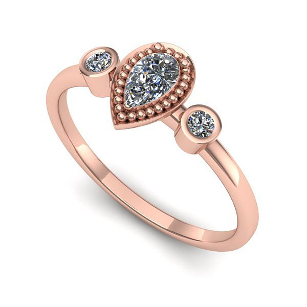 Inel de logodna din aur roz cu safir alb