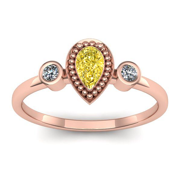 Inel logodna cu safir galben lacrima