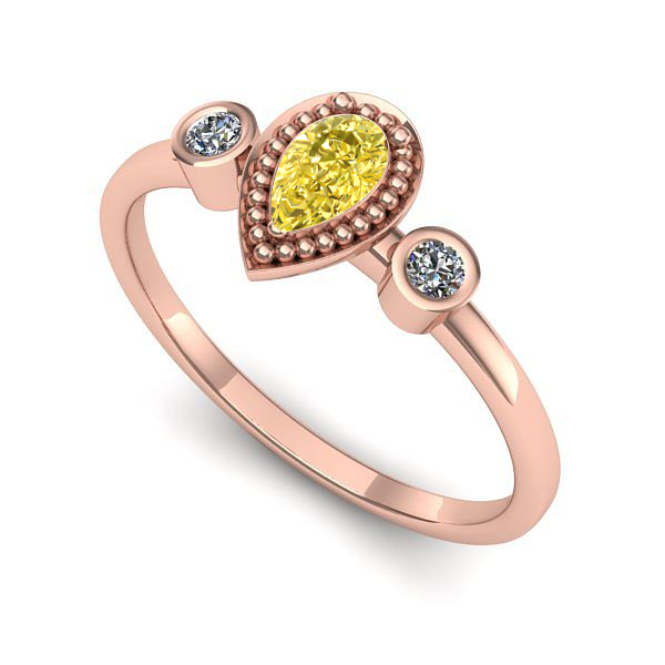 Inel logodna din aur roz cu safir galben