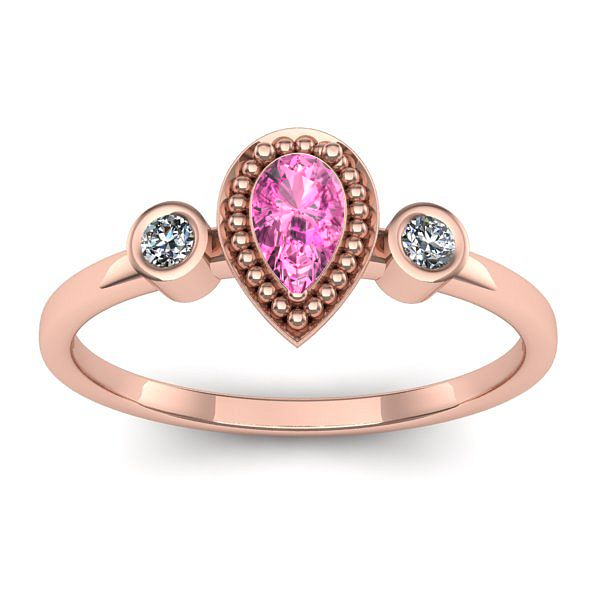Inel de logodna cu safir roz lacrima