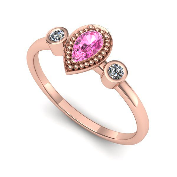 Inel din aur roz cu safir roz