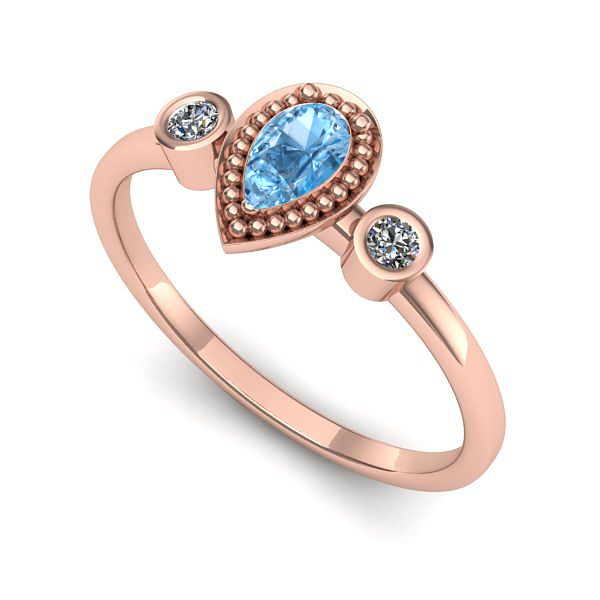 Inel din aur roz cu topaz blue