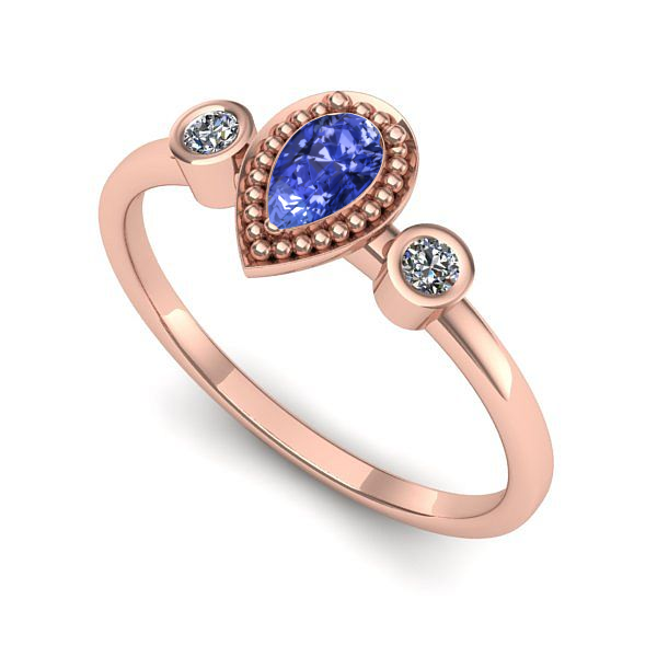 Inel de logodna din aur roz cu tanzanit