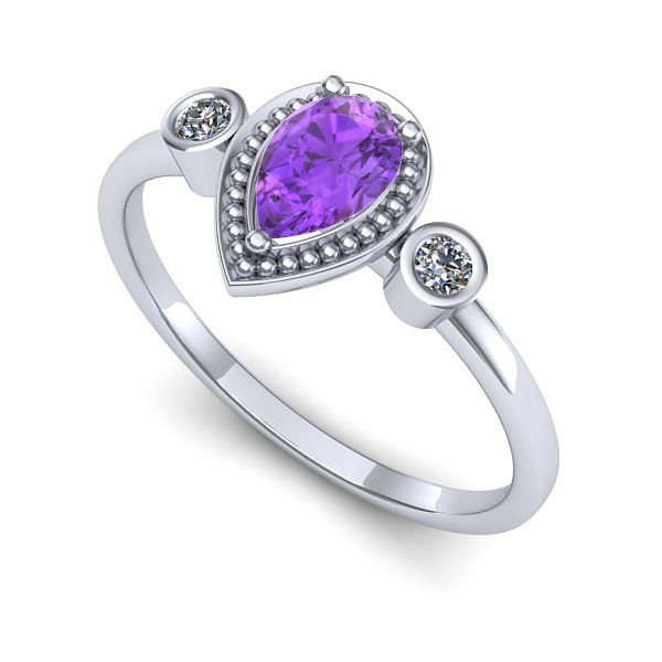 Inel din aur alb cu ametist