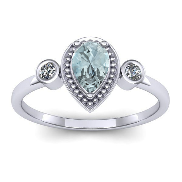 Inel de logodna cu aquamarin lacrima