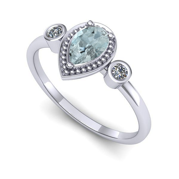 Inel din aur alb cu aquamarin