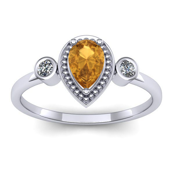 Inel logodna cu citrin lacrima