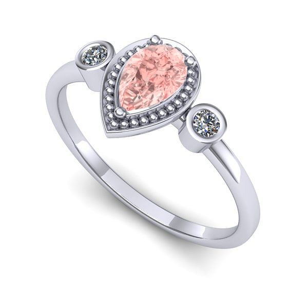 Inel logodna din aur alb cu diamant de laborator roz