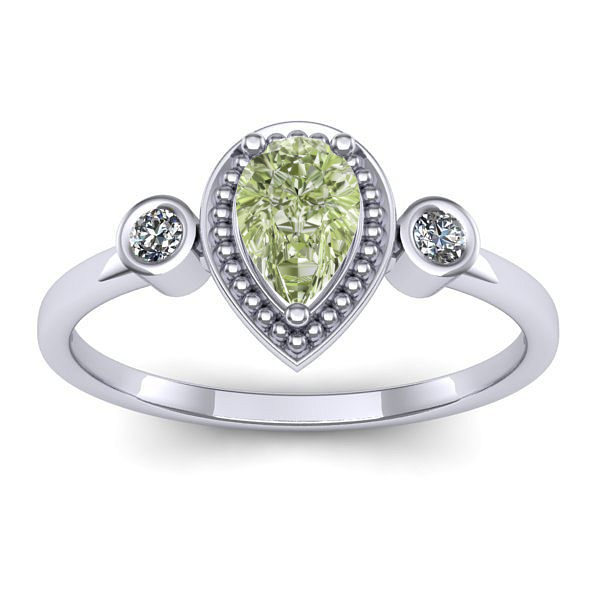 Inel cu diamant de laborator verde lacrima