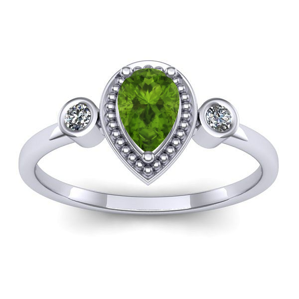 Inel de logodna cu peridot lacrima