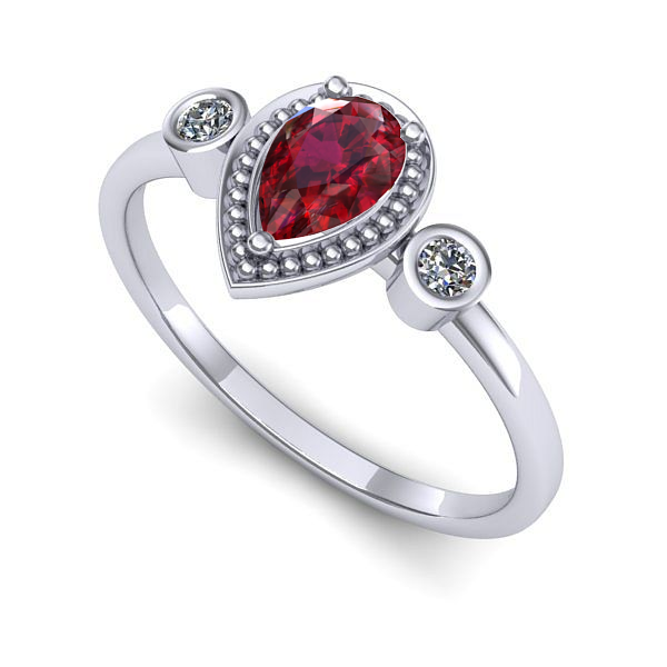 Inel din aur alb cu rubin