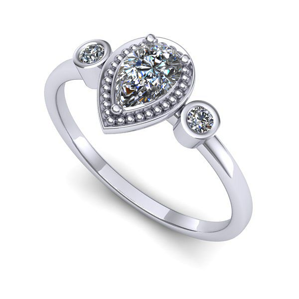 Inel logodna din aur alb cu safir alb