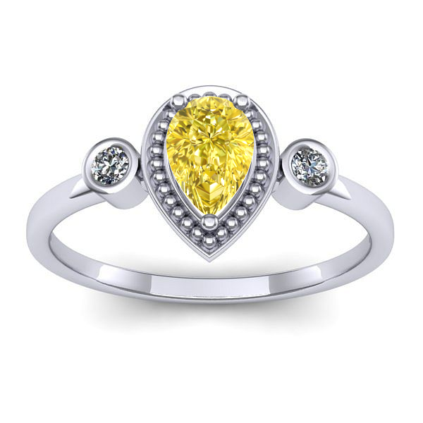 Inel logodna cu safir galben lacrima