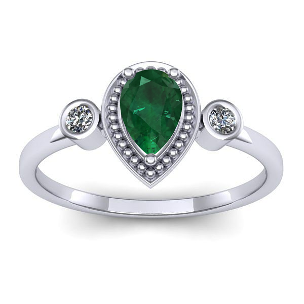 Inel logodna cu smarald lacrima