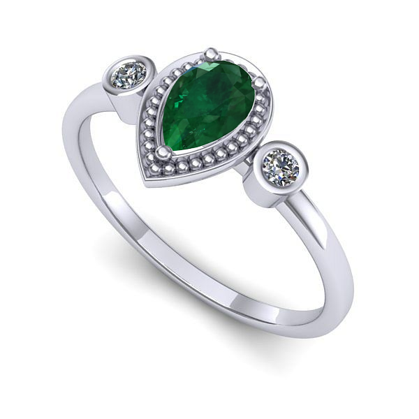 Inel din aur alb cu smarald