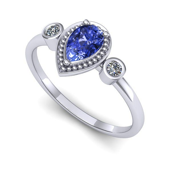 Inel din aur alb cu tanzanit