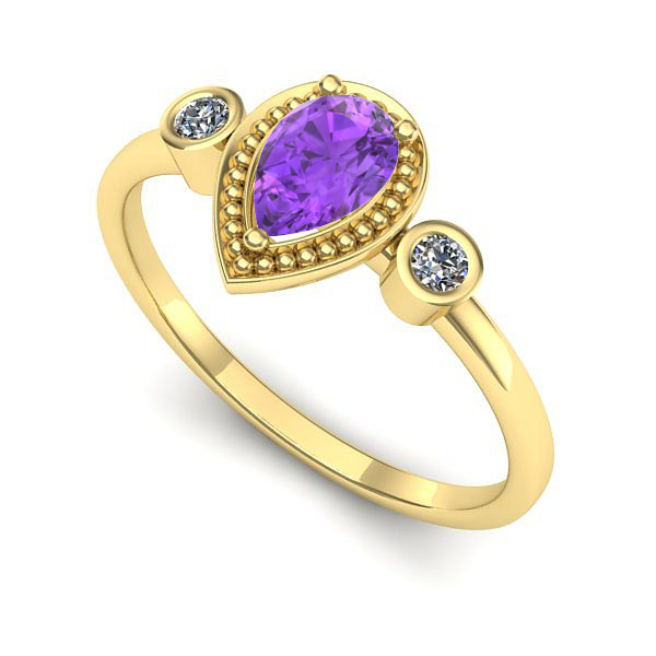 Inel din aur galben cu ametist