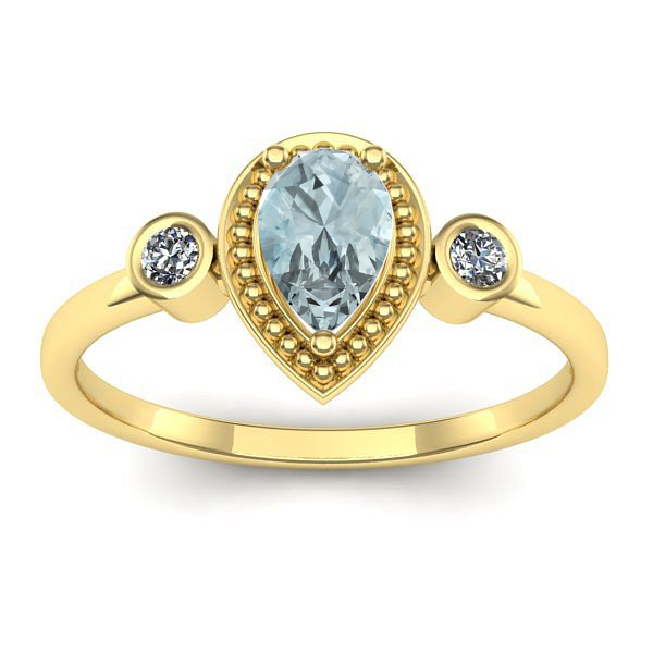 Inel logodna cu aquamarin lacrima
