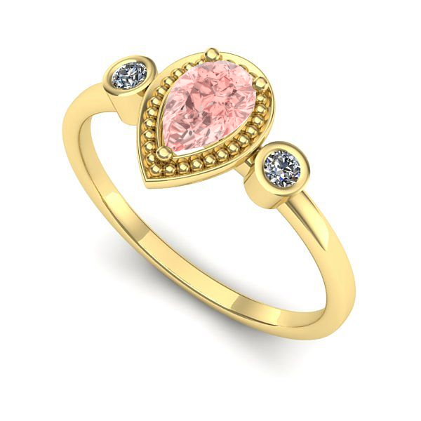 Inel de logodna din aur galben cu diamant de laborator roz