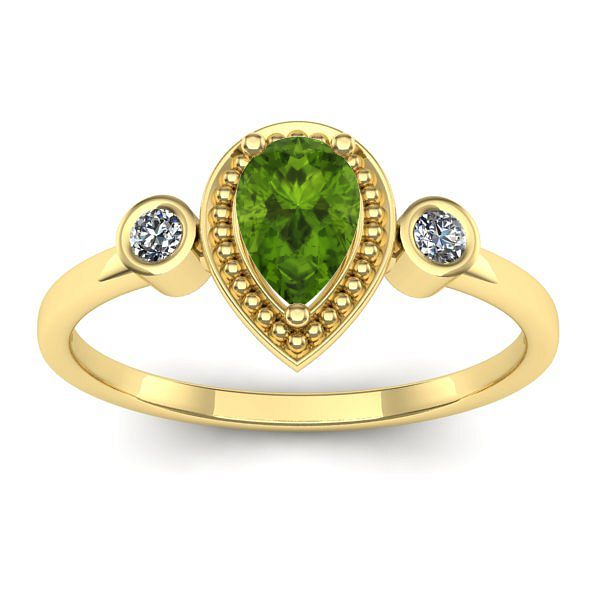 Inel de logodna cu peridot lacrima