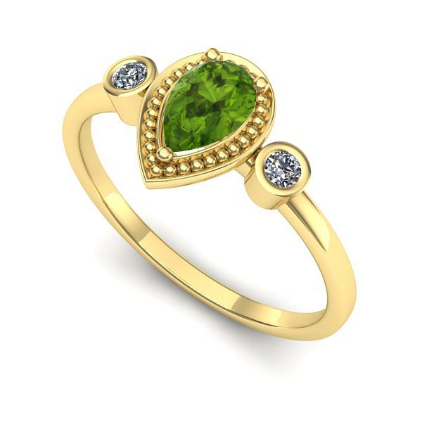 Inel logodna din aur galben cu peridot