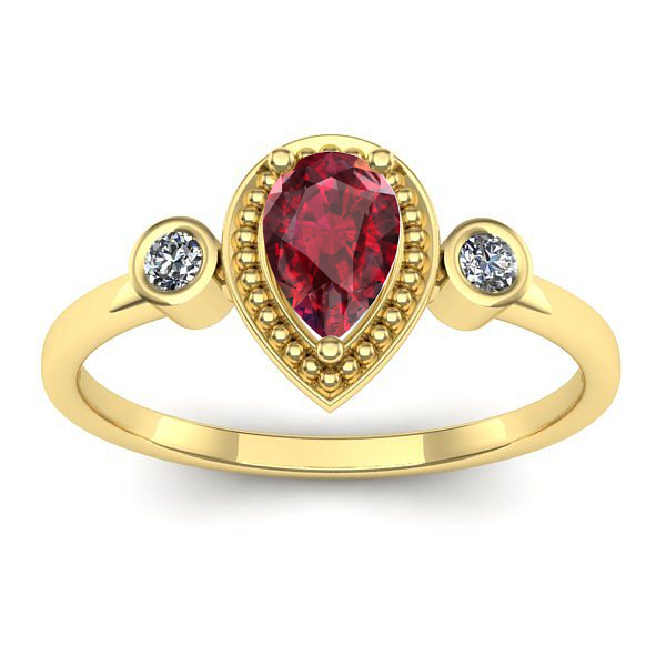 Inel logodna cu rubin lacrima